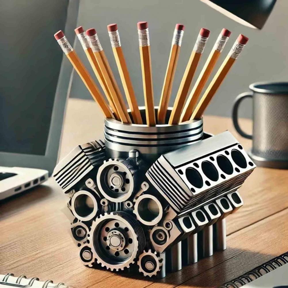 Home Office Freelancer - Pen Holder Resin V8 Car Engine