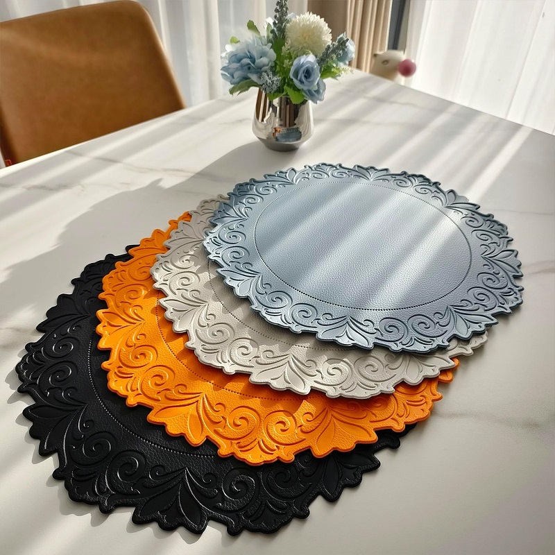 Desk Mat Leather - 1/6/10PCS Round Kitchen Table Mat European