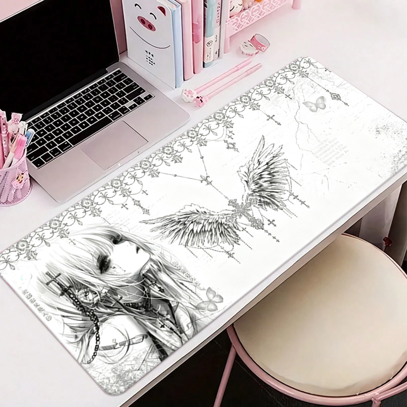 Desk Mat Leather - Leather Mousepad Black White Anime Aesthetics