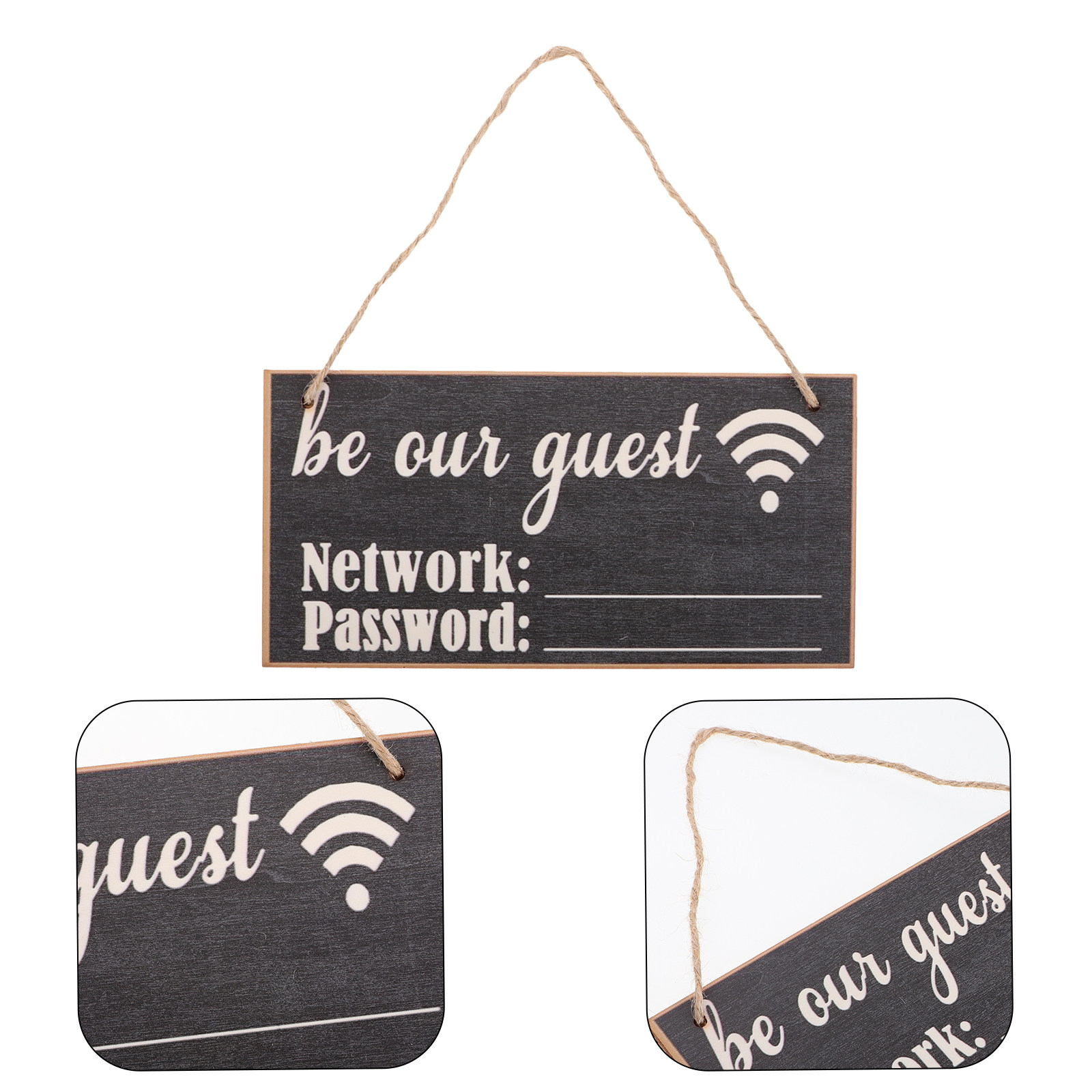 Home Office Guest Room - 2Pcs Wooden WiFi Password Sign Chalkboard