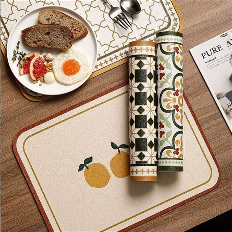 PU Retro Leather Placemat Oil  - Desk Mat Leather review and price