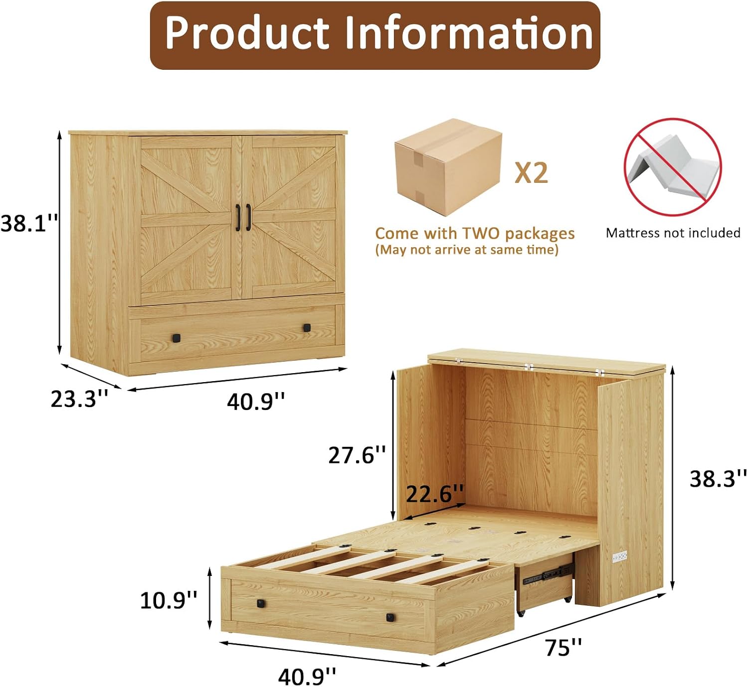 Space Saving Murphy Bed Chest  - Home Office Guest Room review and price