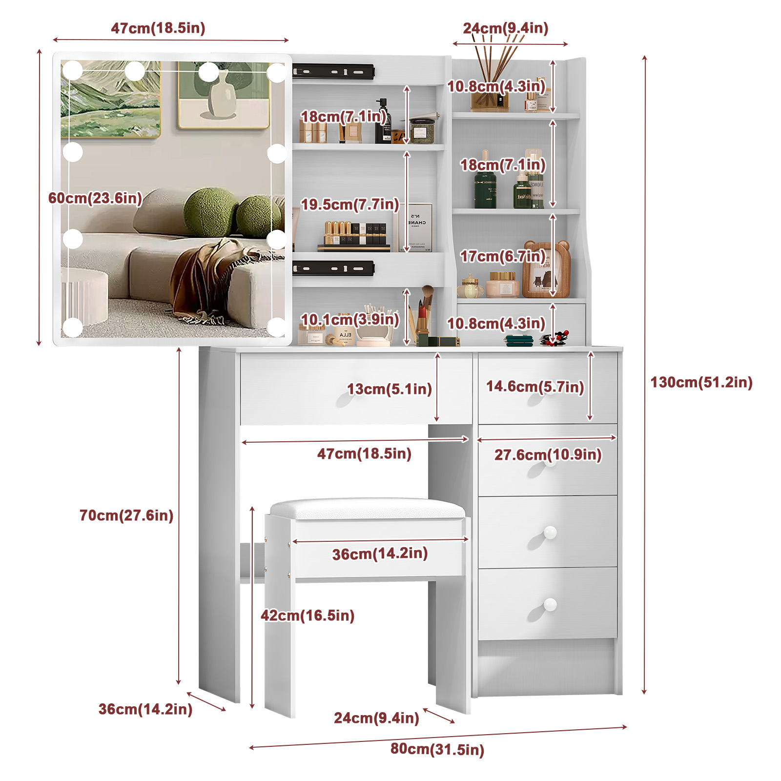 Modern White Bedroom Dressing  - Home Office Guest Room review and price