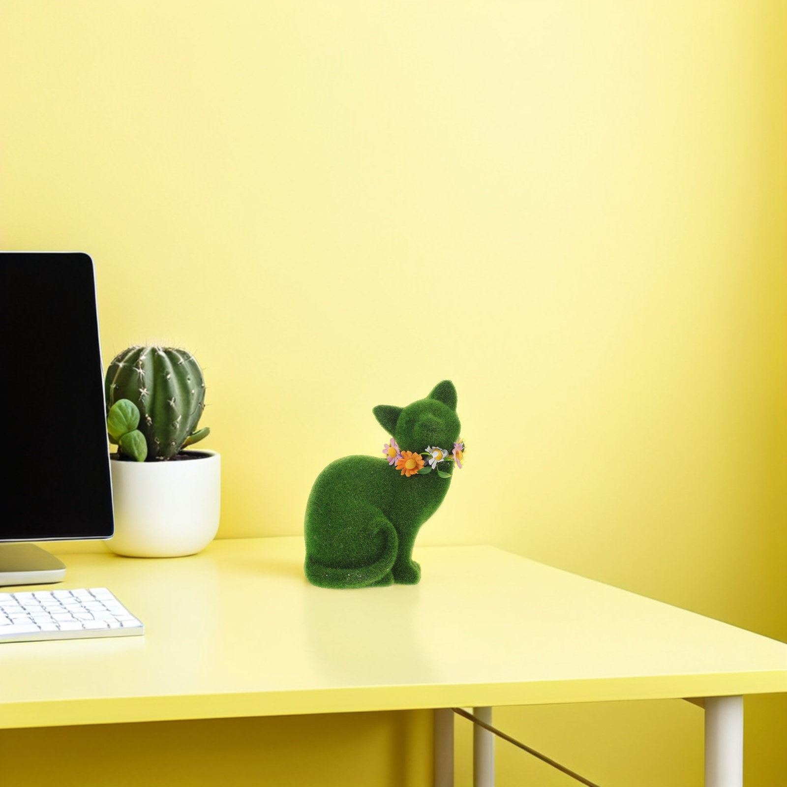 Green Flocked Cat Sculpture Re - Home Office Design Ideas review and price