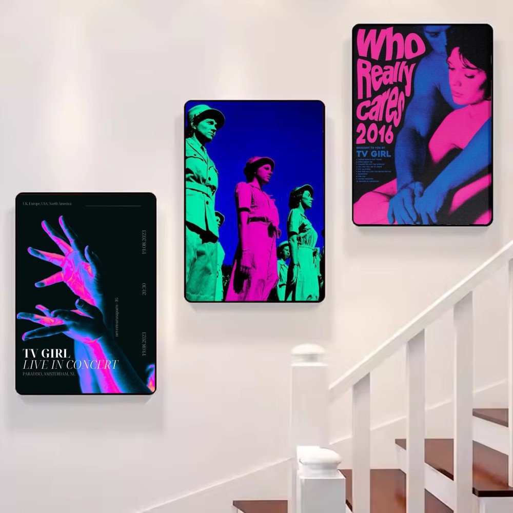Pink Blue TV Girl Art Poster H - Home Office And Tv Room Ideas review and price